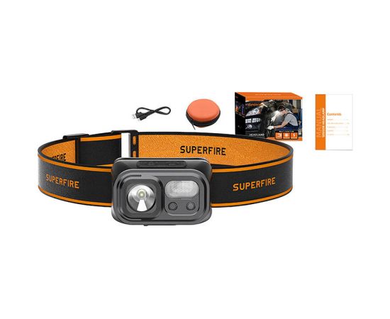 Superfire HL23-S headlamp flashlight, 350lm, USB-C