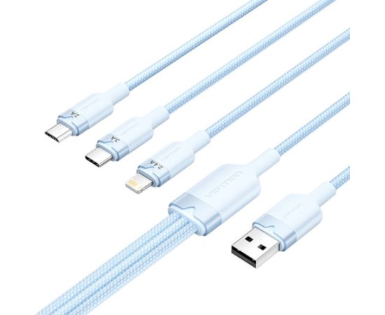 USB 2.0 A to 3in1 3A cable Vention CTPLG 1.5M (blue)