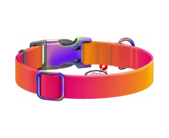 Nylon dog collar with QR code WAUDOG 15 mm wide, 25-35 cm long orange