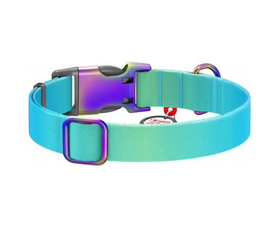 Nylon collar with QR code for Waudog gradient dog, blue , size L Citas preces