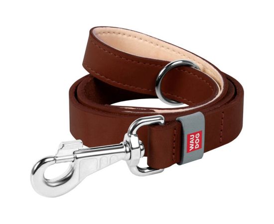 WAUDOG natural leather dog leash 14 mm wide, 122 cm long brown