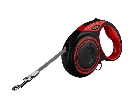Dogness automatic leash with flashlight and bag container (red)