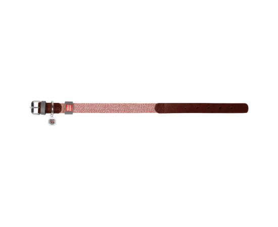 Dog collar made of natural leather and recycled material with QR code Waudog size L, width 25 mm, brown