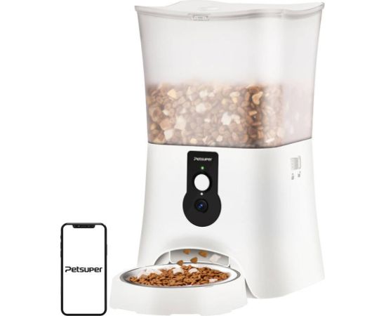 Smart food dispenser with camera Petsuper PF01-2 WiFi 5L (white)