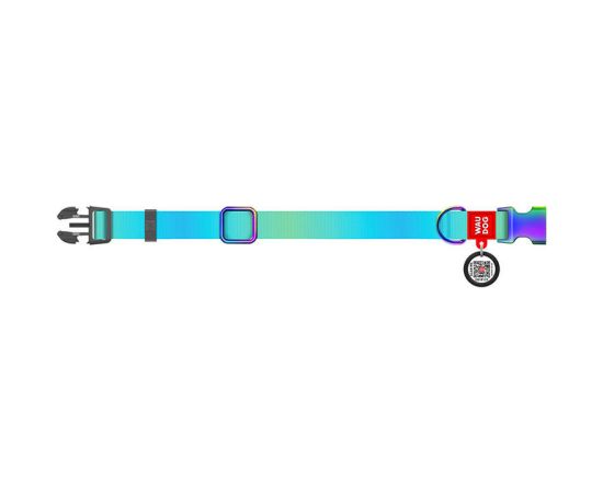Nylon collar with QR code for Waudog gradient dog, blue , size XL
