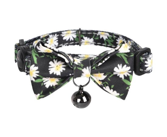 Collar set Dogness for cats 2 pcs (Daisy Black/Waterproof Red)