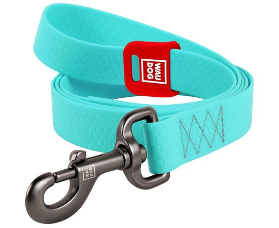WAUDOG waterproof luminescent dog leash 25mm wide, 183 cm long turquoise