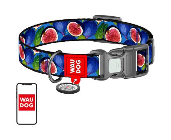 Waudog "Fig" nylon dog collar with QR code, size XL Citas preces Waudog "Fig" nylon dog collar with QR code, size XL Citas preces