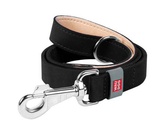 WAUDOG natural leather dog leash 20 mm wide, 122 cm long Black