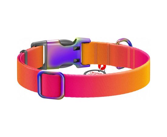 Waudog gradient nylon dog collar with QR code, orange , size M