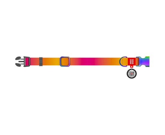 Waudog gradient nylon dog collar with QR code, orange , size M