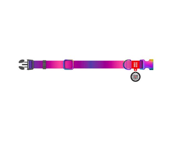 Waudog gradient nylon dog collar with QR code, purple , size L