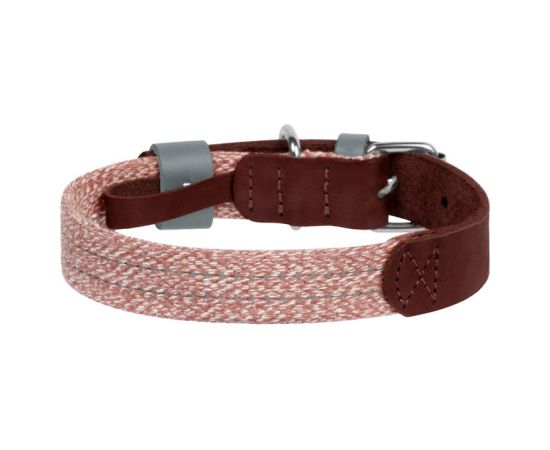 Dog collar made of natural leather and recycled material with QR code Waudog size S, width 15 mm, brown