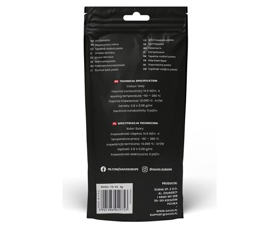 Savio TG-04 4g heat sink compound Thermal paste 14.5 W/m·K