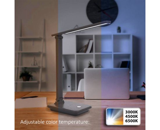 Maclean MCE614 B Dimmable LED Desk Lamp Adjustable Folding 9W IP20 3000K 4500K 6500K Black