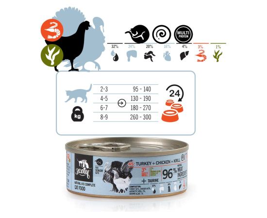3COTY Turkey with chicken and krill Senior - wet cat food - 80g Kaķu konservi