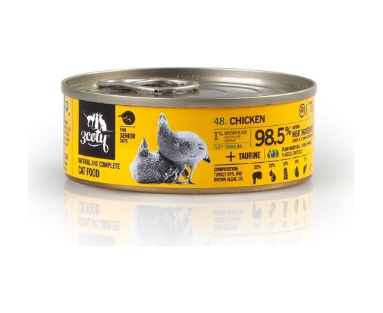 3Coty CHICKEN with Spirulina for Senior Cats 80g
