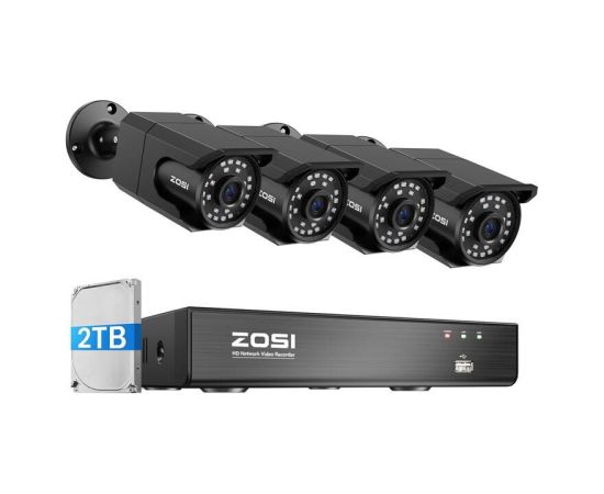 Set of four IP cameras ZOSI C105 WiFi 8MP + recorder + HDD 2TB