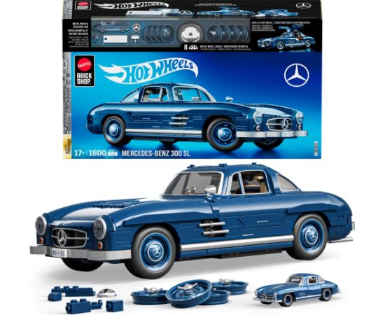 Mattel Brick Shop Klocki Hot Wheels Mercedes-Benz 300 SL Samochód do zbudowania Zestaw HWW25
