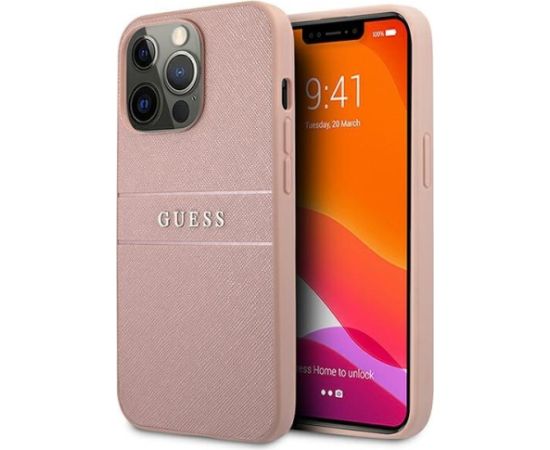Guess GUHCP13LPSASBPI Saffiano Stripe Back Case Чехол для Apple iPhone 13 Mini / Rose