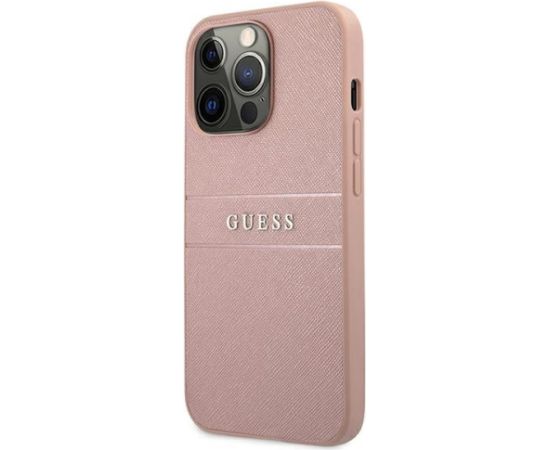 Guess GUHCP13LPSASBPI Saffiano Stripe Back Case Чехол для Apple iPhone 13 Mini / Rose