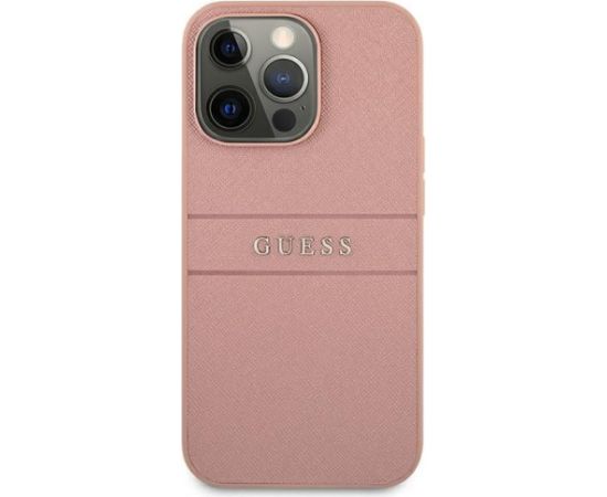 Guess GUHCP13LPSASBPI Saffiano Stripe Back Case Чехол для Apple iPhone 13 Mini / Rose