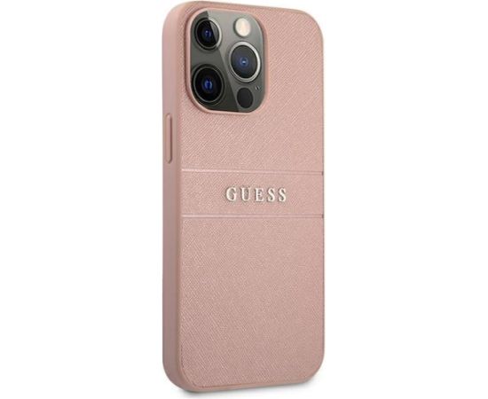 Guess GUHCP13LPSASBPI Saffiano Stripe Back Case Чехол для Apple iPhone 13 Mini / Rose