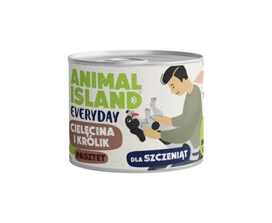 ANIMAL ISLAND Everyday cielęcina i królik dla szczeniąt puszka 185g