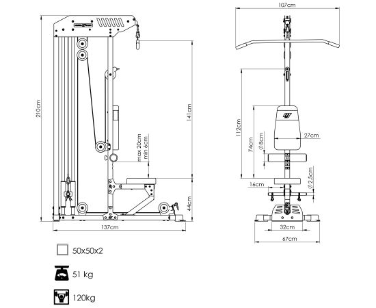 Pievilkšanās trenažieris MS-W101 2.0 - Marbo Sport
