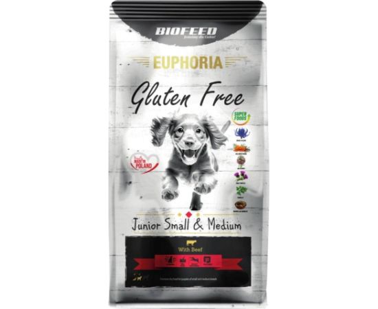 BIOFEED Euphoria Gluten Free Junior small & medium Beef - dry dog food - 12kg