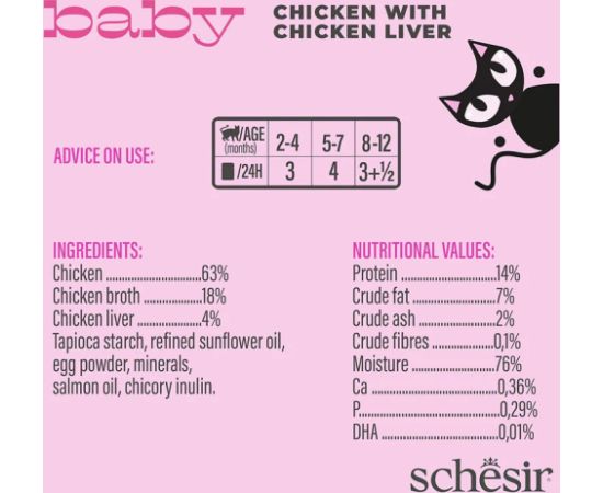 Agras Pet Foods SCHESIR Baby Chicken with liver in broth - wet food for kittens - 70g