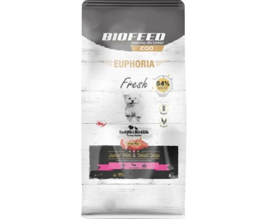 BIOFEED Euphoria Fresh Meat Junior Mini & Small Indyk i Królik 8kg Suņu barība
