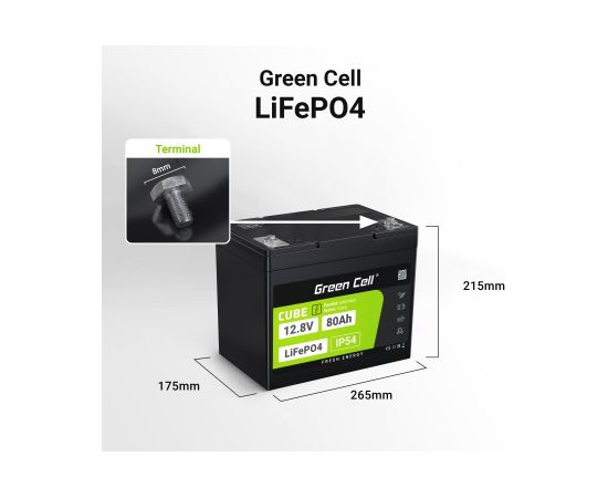 Green Cell LFPGC12V80AH UPS battery Lithium Iron Phosphate (LiFePO4) 12.8 V