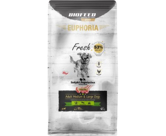 BIOFEED Euphoria Fresh Meat Adult Medium & Large Indyk i Jagnięcina 12kg