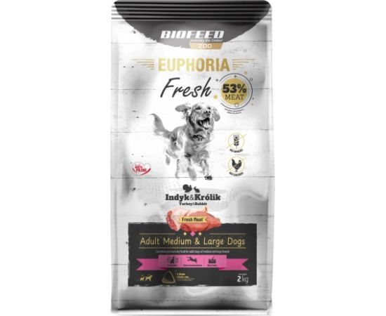 Biofeed EUPHORIA Fresh Adult Medium & Large dogs Turkey with rabbit - dry dog food - 2kg