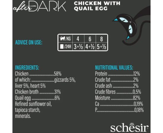 Agras Pet Foods SCHESIR After Dark Chicken fillet with quail egg in broth - wet cat food - 80g