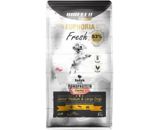 BIOFEED Euphoria Fresh Meat Junior Medium & Large Indyk Monoprotein 2kg