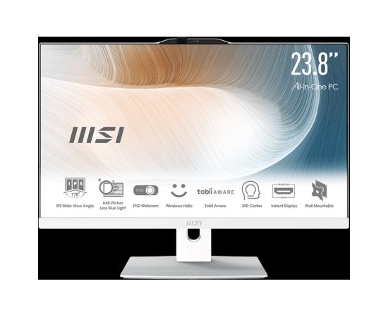 MSI AIO Modern AM242P 12M-2005EU Intel i5-1235U 24" IPS LED FHD Non-Touch Anti-Glare 16GB SSD500GB M.2 AX211 WiFi 6E Windows 11 Pro White