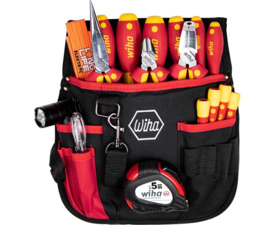 Wiha tool set electrician, mixed, tool set (red/yellow, 18 pieces, with belt pouch)