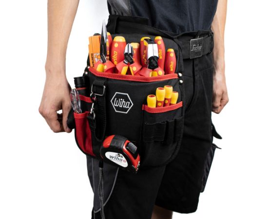 Wiha tool set electrician, mixed, tool set (red/yellow, 18 pieces, with belt pouch)