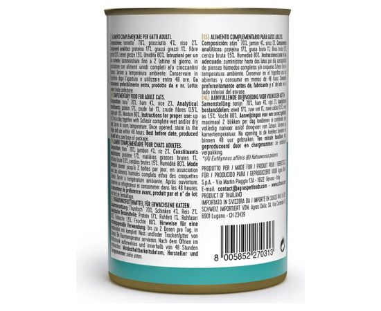 Agras Pet Foods SCHESIR Tuna with ham in broth - wet cat food - 140g