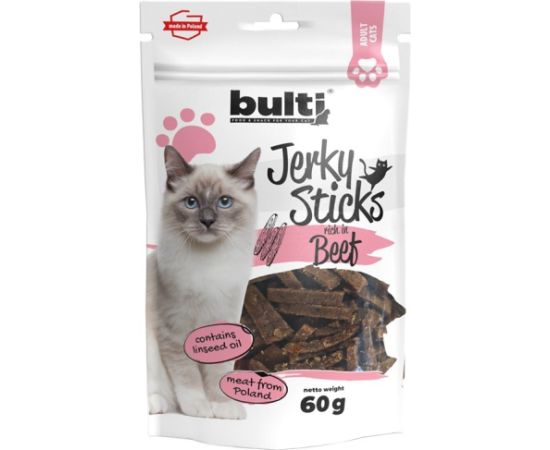 BULTI Jerky Sticks bogate w wołowinę przysmak dla kota 60g