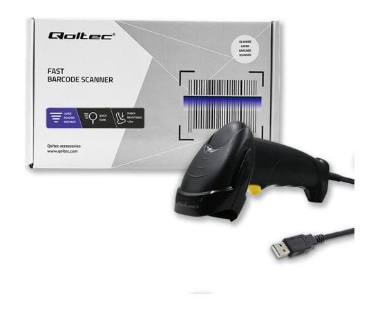 Qoltec 50876 Laser scanner 1D | USB | Black
