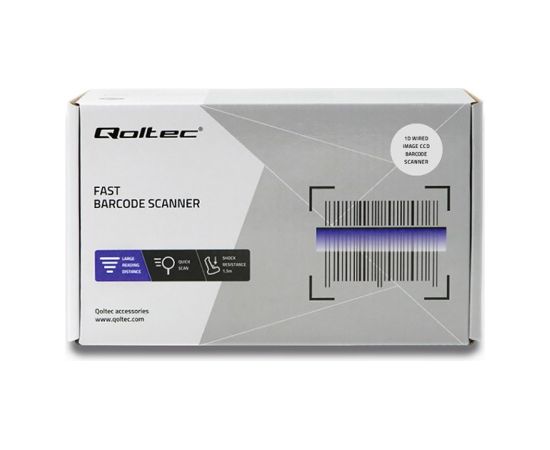 Qoltec 50866 Laser barcode reader 1D | CCD | USB | Black