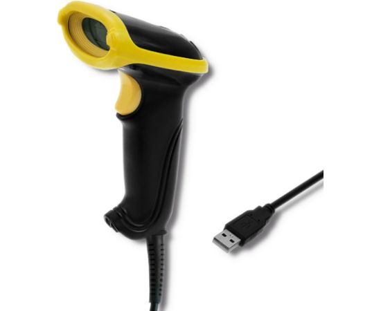 Qoltec 50867 Laser reader 1D | 2D | USB | Black