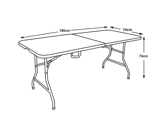 GreenBlue GB370 Folding Catering Garden Patio Terrace Balcony Table Suitcase Table, 180x75x74cm, HDPE, max. 150kg