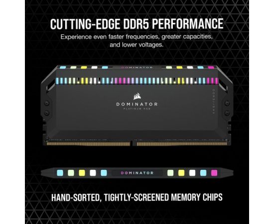 Corsair 64 GB DDR5-6200 Kit, memory (black, CMT64GX5M4B6200C32, Dominator Platinum RGB, XMP)