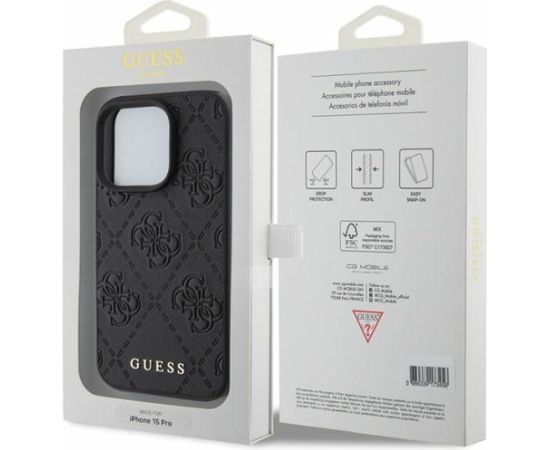 Guess PU Quilted 4G Classic Case Aizsargapvalks Priekš Apple iPhone 15 Pro Max