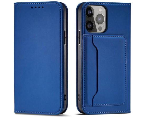 Hurtel -  Magnet Card Case for Samsung Galaxy S23 Ultra flip cover wallet stand blue