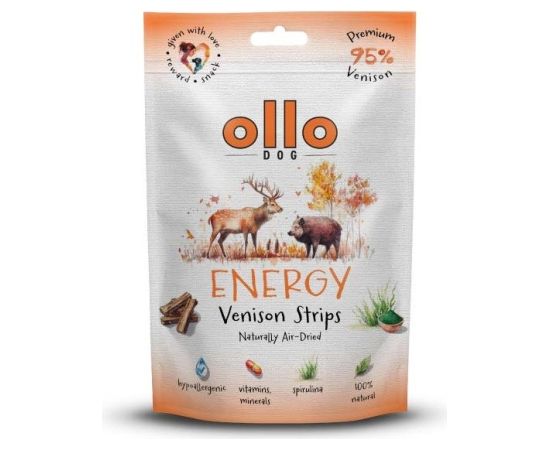 OLLO Air-Dried Energy Venison strips - dog treat - 80g
